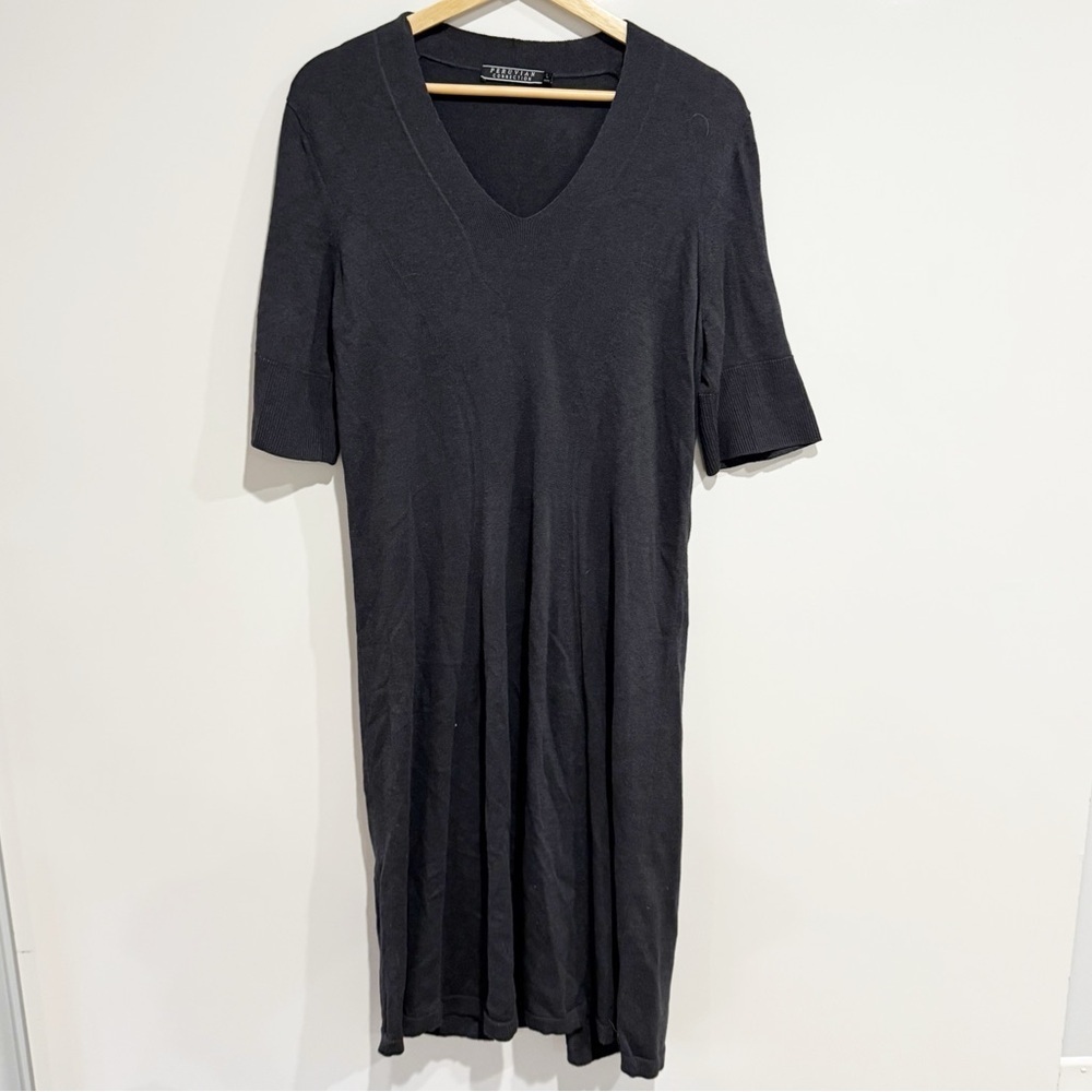 Peruvian Connection Grey Ribbed Cotton Midi Dress